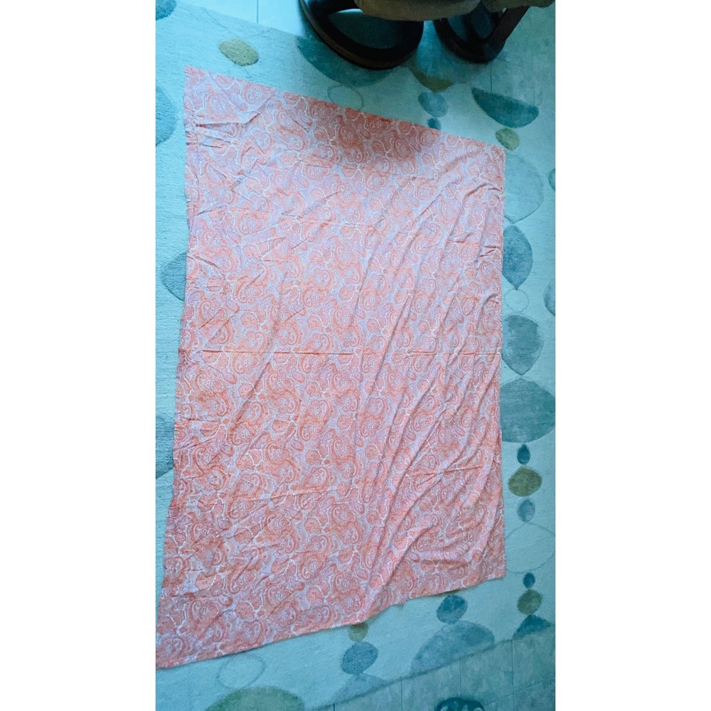 Target Bedding Twin Flat Sheet Orange Paisley Striped Reversible 100% Cotton